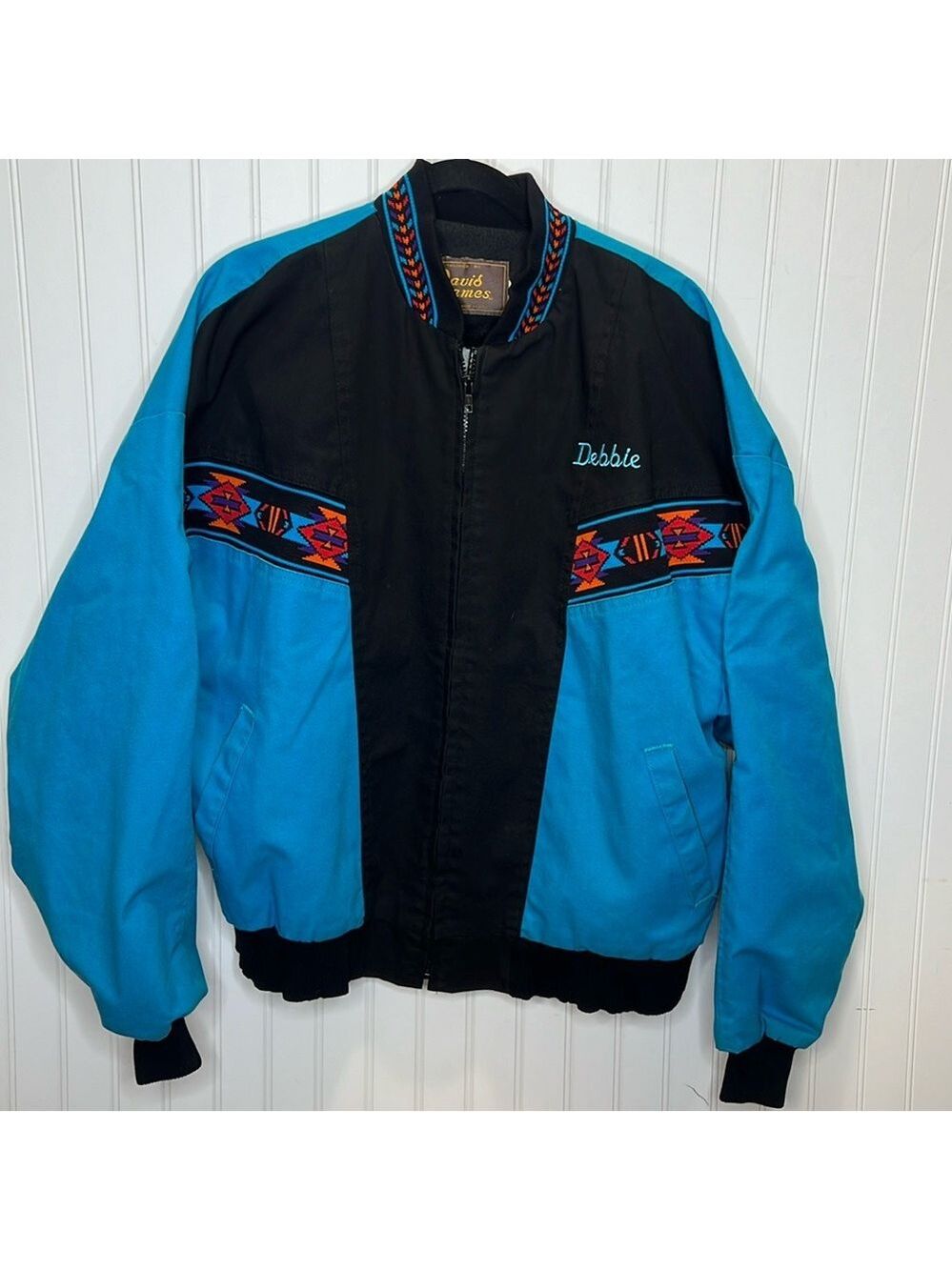 David James Aztec Western Cowgirl Bomber Jacket Size XXL** In Teal